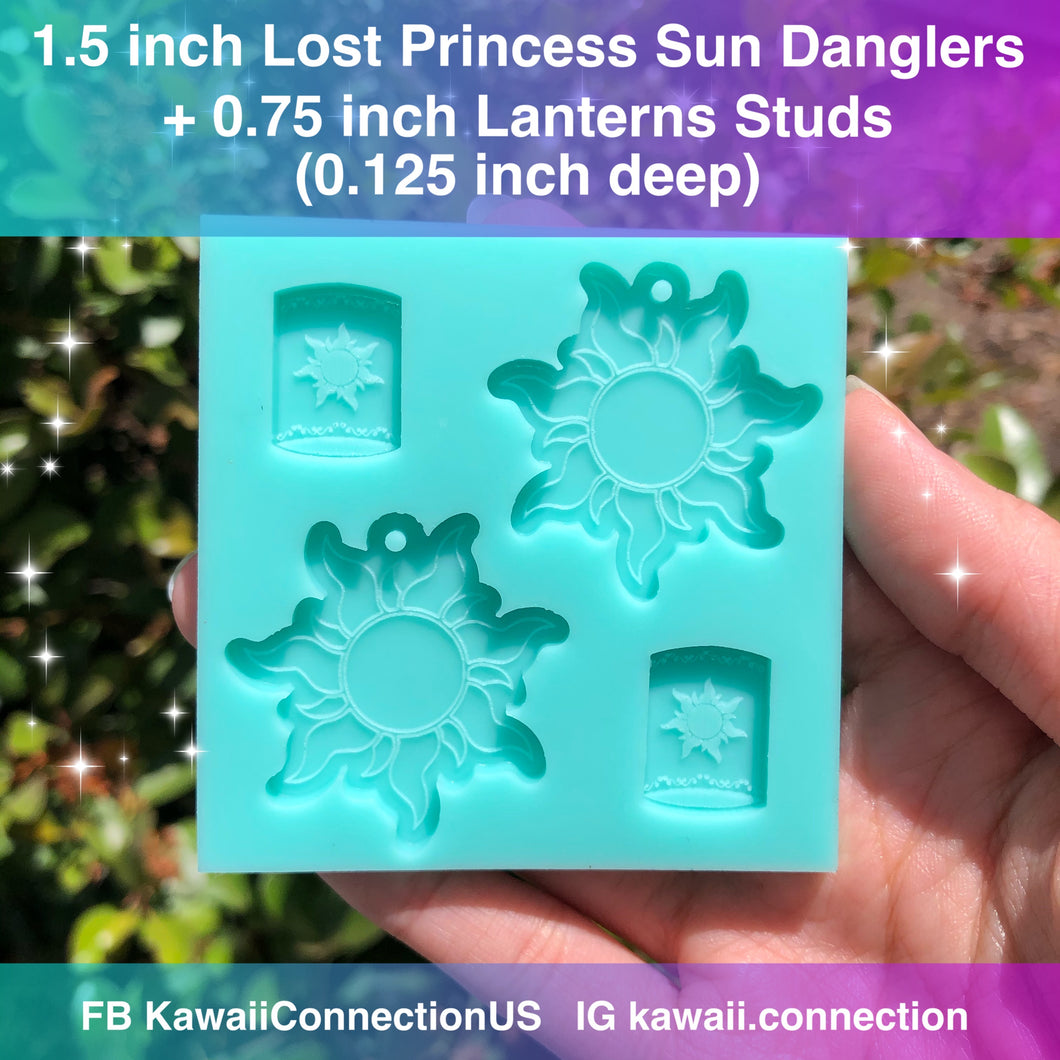 1.5 inch Sun Dangle Charms w Loop (0.125 inch deep) + 0.75 inch Lantern from Lost Princess Resin Silicone Mold