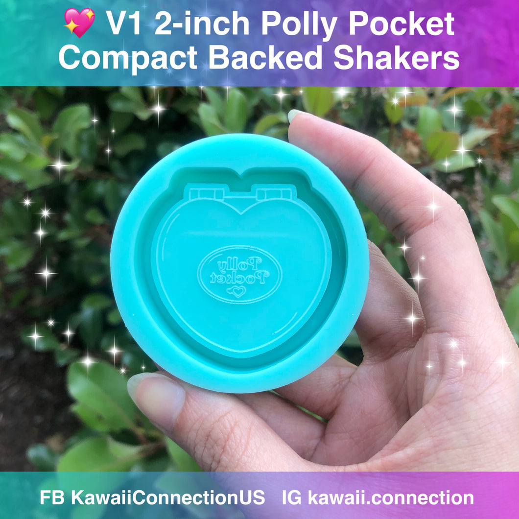 Polly Pocket Heart Compact *3 Design Choices* Backed Shaker or 0.7 inch Doll Shaker Bits Silicone Mold for Resin