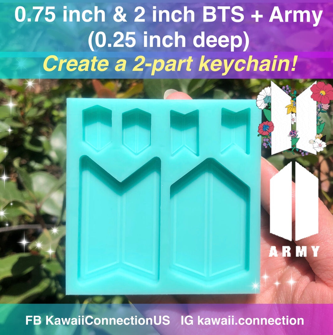 2 inch & 0.75 inch (0.25 inch deep) K-Pop BTS Army Silicone Mold Palette for Resin Deco Charms DIY
