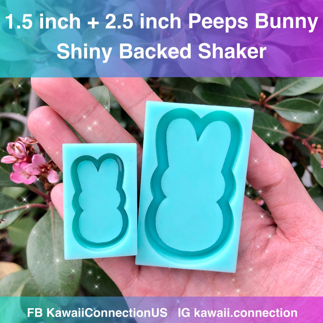 YOU CHOOSE 1.5 inch or 2.5 incHes Easter Bunny Peeps Backed Shaker Silicone Mold for Resin Deco Charms Cabochons for Charms DIY