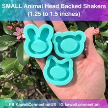 Load image into Gallery viewer, SMALL 1.25 inch to 1.5 inch Animal Heads Cat Bear Bunny Backed Shaker Silicone Mold for Custom Resin Charms Pendants Dangles
