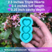 Load image into Gallery viewer, 2.5 inches total length Triple Stacked Chubby Hearts or Triple Chubby Stars Backed Shaker Silicone Mold for Custom Resin Charms Pendants
