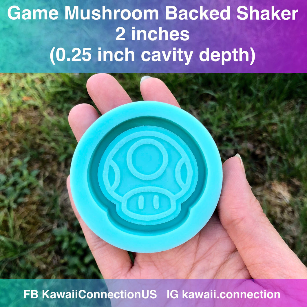 YOU CHOOSE *2 sizes* Racing Game Mushroom Shiny Backed Shaker Silicone Mold Palette for Resin Craft Keychain Charms DIY