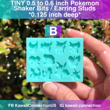 Load image into Gallery viewer, TINY 0.5 inch Pokemon (3 Palettes w 26 characters to Choose From) Game Shaker Bits or Little Earring Studs Silicone Mold for Resin Charms

