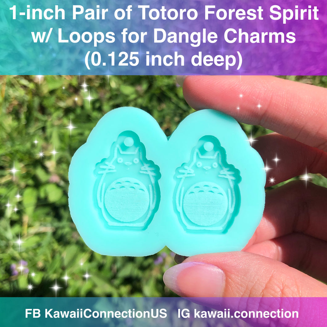 1 inch Pair (0.125 inch deep) Forest Spirit Earrings w Loop Silicone Mold Palette for Resin Plaster Wax Melts Charms DIY