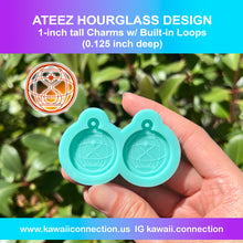 Load image into Gallery viewer, TINY 1-inch with Loop (0.125 inch deep) Crest or Hourglass Logo K-Pop Group Silicone Mold for Resin Zipper Pull or Phone Charms Ateez
