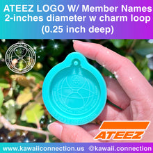 Load image into Gallery viewer, 2-inch Charm w Loop (0.25 inch deep) 8-member Teez Hourglass Lightstick design K-Pop Group Silicone Mold for Resin Charms
