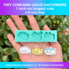 Load image into Gallery viewer, 1 inch wide (0.25 in deep) Chiikawa Hachiware Usagi Silicone Mold Palette for Resin Phone Deco Bag Keychain Charms Zip Pull Stitch Marker
