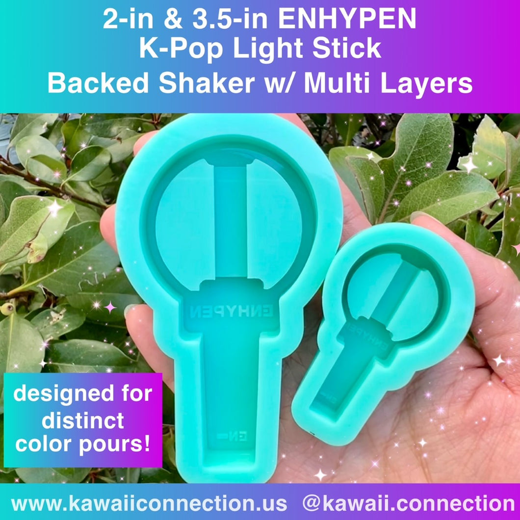 2-inch or 3.5-inch tall (0.375 inch thick) EN K-Pop Light Stick Silicone Mold for Resin Shaker Keychains and Accessories