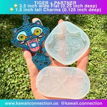 Load image into Gallery viewer, TIGER + PARTNER 2.5-inch wide (0.256 inch deep) or 1.5-inch tall w/ Loop (0.125 inch deep) Silicone Mold for Resin Charm
