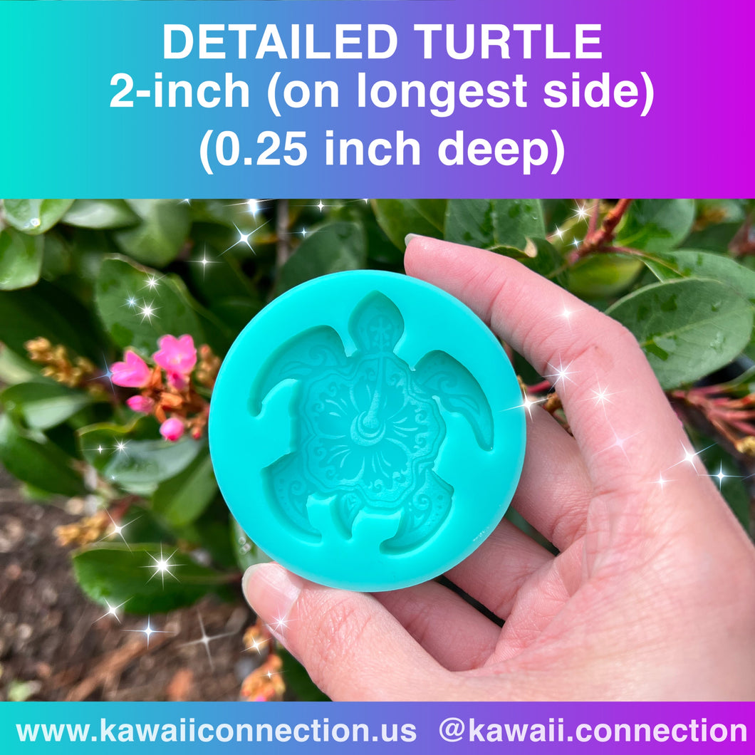 2 inch (0.25 inch deep) Detailed Turtle for Custom Resin Clay Charms