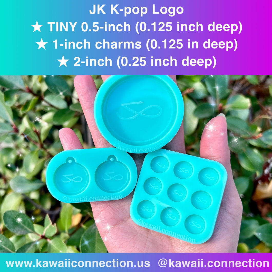 JK Earring Studs, 1-inch Charms w/ Built-in Loop (0.125 inch deep) or Phone Grip K-Pop Silicone Mold for Resin Kpop Deco Zipper Pull DIY