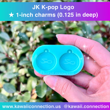 Load image into Gallery viewer, JK Earring Studs, 1-inch Charms w/ Built-in Loop (0.125 inch deep) or Phone Grip K-Pop Silicone Mold for Resin Kpop Deco Zipper Pull DIY
