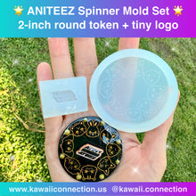 Load image into Gallery viewer, K-Pop Fidget Spinner Silicone Mold Set for 2-inch Round Token (0.25-inch deep) with Tiny logo as Rotating Piece for Charms Concert Freebie
