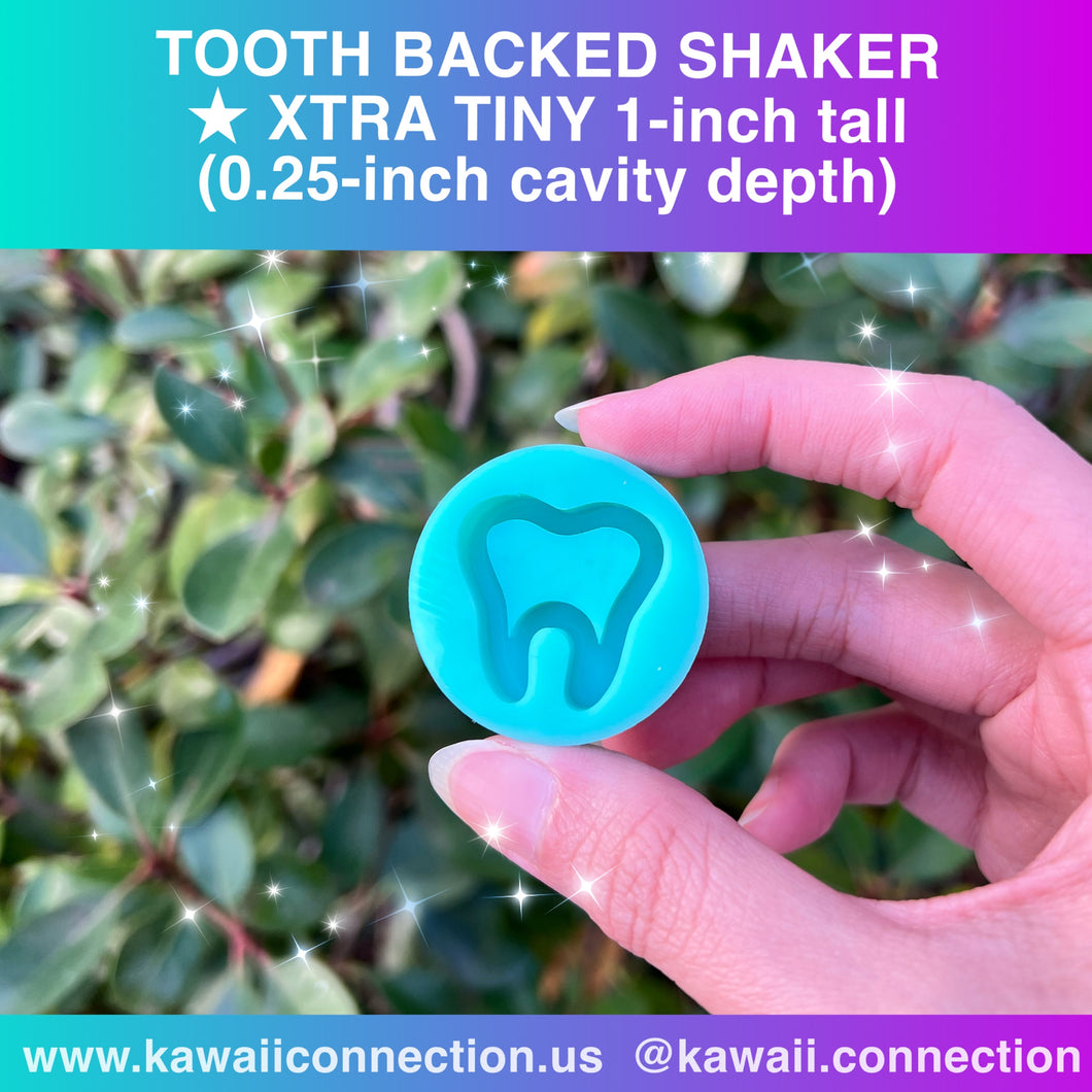XTRA TINY 1-inch Tooth Shiny Backed Shaker Silicone Mold for Custom Resin Deco Charms Magnets Pins Giveaway Token Cabochons