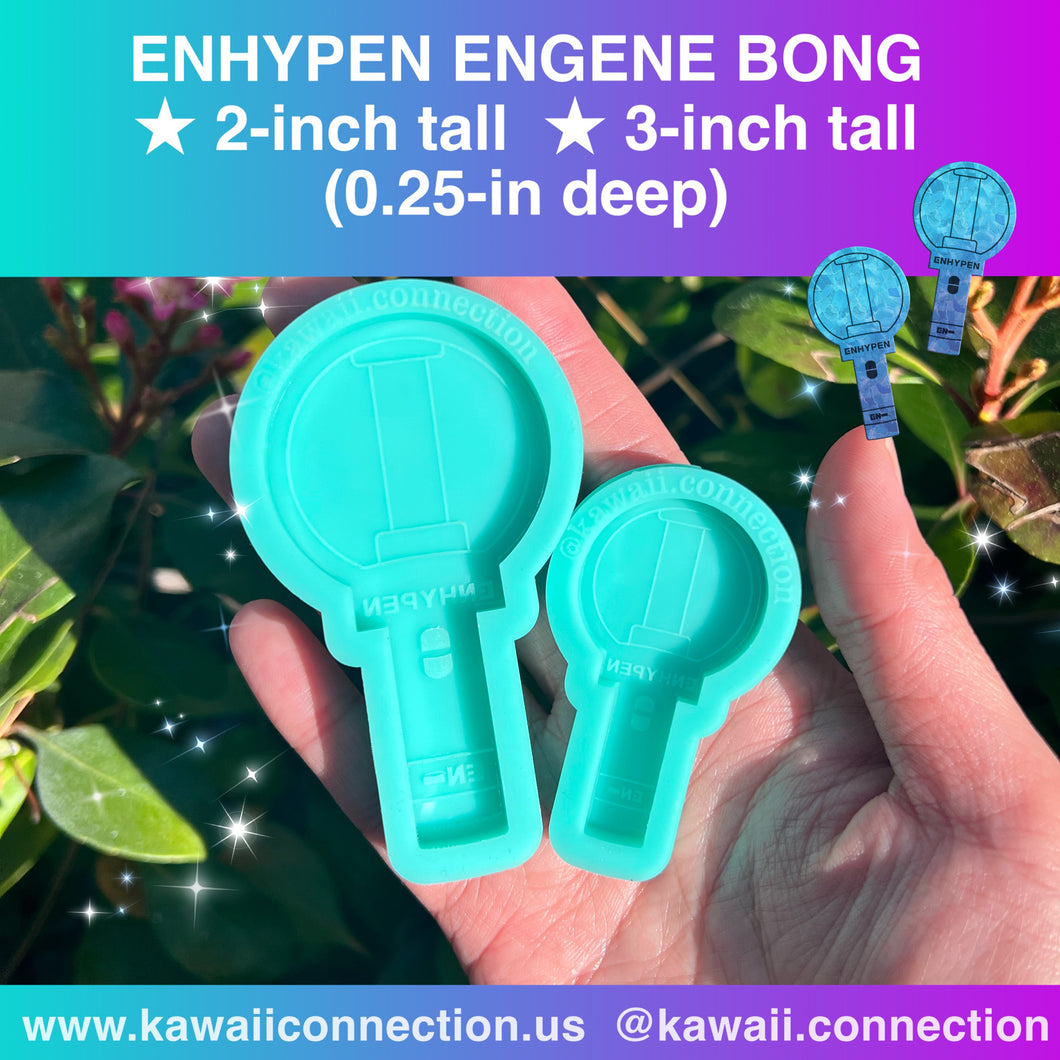 2-inch or 3-inch tall Flat / Engraved (0.25 inch deep) EN K-Pop Light Stick Silicone Mold for Resin Keychains and Accessories