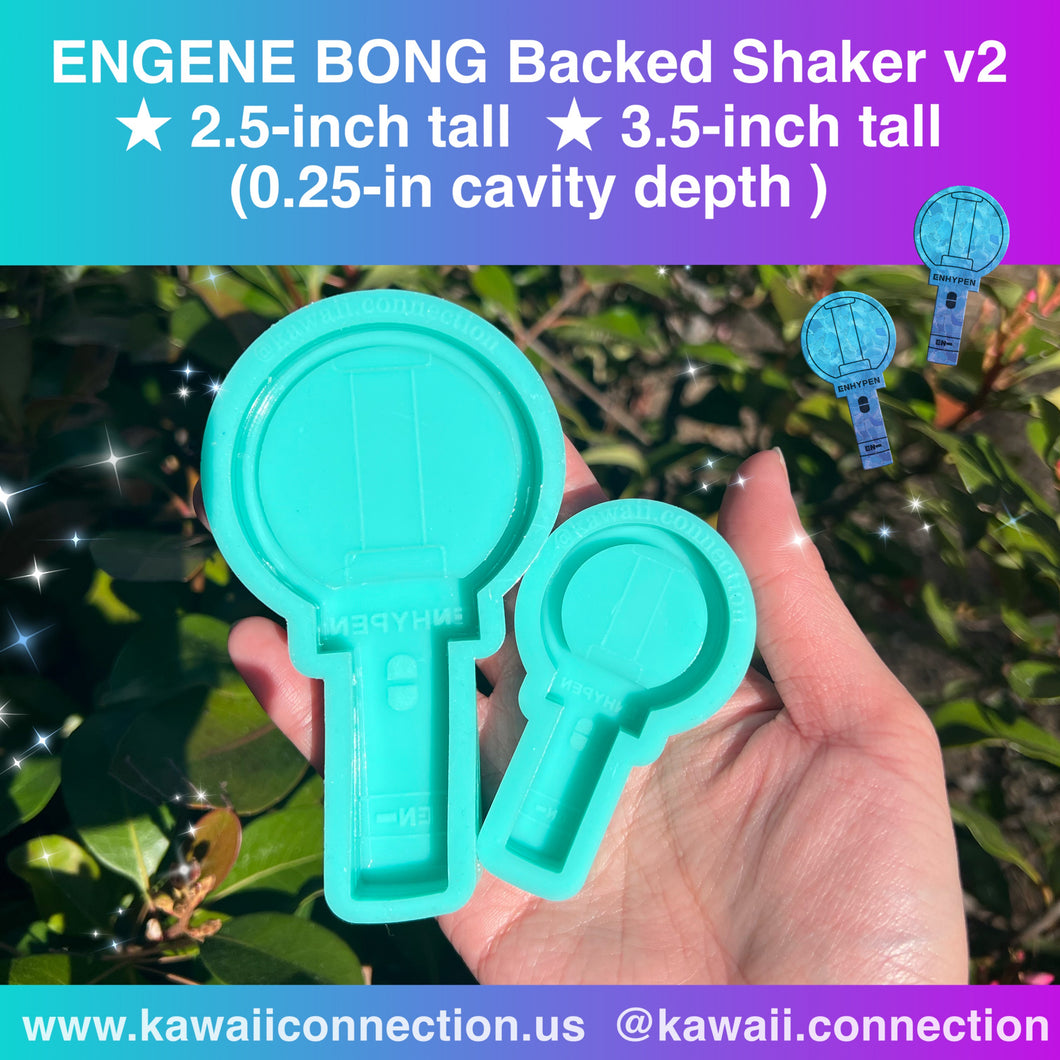 V2 Backed Shaker 2.5-inch or 3.5-inch tall (0.25 inch cavity depth) EN K-Pop Light Stick Silicone Mold for Resin Shaker Keychains and Accessories