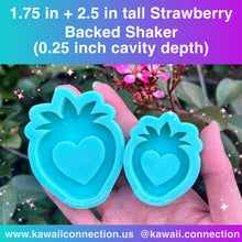 Load image into Gallery viewer, 1.75 or 2.5 inches tall Strawberry Fruit Backed Shaker Silicone Mold for Custom Resin Key Charms and Bow Center
