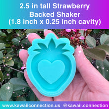 Load image into Gallery viewer, 1.75 or 2.5 inches tall Strawberry Fruit Backed Shaker Silicone Mold for Custom Resin Key Charms and Bow Center
