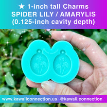 Load image into Gallery viewer, 1 inch Pair of Spider Lily / Amarylis (0.125 inch deep) for Dangle Charms Earrings Stitch Markers Zip Pull Cabochons Resin Silicone Mold
