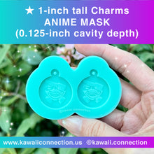 Load image into Gallery viewer, 1 inch Pair of Anime Mask (0.125 inch deep) for Dangle Charms Earrings Stitch Markers Zip Pull Cabochons Resin Silicone Mold
