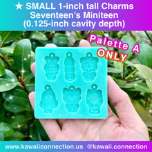 Load image into Gallery viewer, TINY 1-inch with Loop (0.125 inch deep) 13-member Cartoon K-Pop Group Silicone Mold for Resin Zipper Pull or Phone Charms
