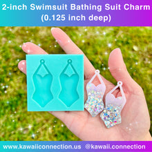 Load image into Gallery viewer, 2-inch (0.125 inch deep) Swimsuit Bathing suit w Loop Silicone Mold Palette for Resin Dangle Earrings Stitch Marker Zipper Pull Charms DIY
