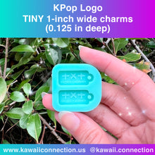 Load image into Gallery viewer, K-Pop Logo Bar 1.5-inch wide (all on longest side) or 1-inch wide Charms with Loop (all 0.125 inch deep) Silicone Mold for Resin Kpop
