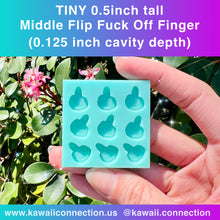 Load image into Gallery viewer, TINY 0.5-inch (0.125 inch deep) Middle Flip Off Finger Shaker Bits or Earring Studs Mold for Resin DIY (other size options in menu) (Copy)
