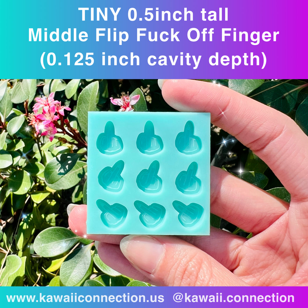 TINY 0.5-inch (0.125 inch deep) Middle Flip Off Finger Shaker Bits or Earring Studs Mold for Resin DIY (other size options in menu) (Copy)