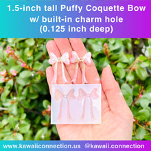 Load image into Gallery viewer, Pair of 1.5 inch Puffy Shiny Coquette Bow Earrings Charm Silicone Mold for Resin Stitch Marker Zipper Pull DIY -Choose Opaque or Translucent
