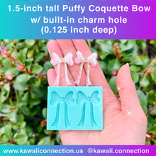 Load image into Gallery viewer, Pair of 1.5 inch Puffy Shiny Coquette Bow Earrings Charm Silicone Mold for Resin Stitch Marker Zipper Pull DIY -Choose Opaque or Translucent
