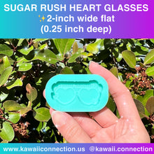 Load image into Gallery viewer, Sugar Rush Heart Glasses 2-inch wide (0.25 inch deep) or 3-inch wide Backed Shaker (0.25-in cavity depth) Silicone Mold for Resin Kpop Charm
