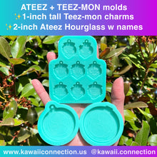 Load image into Gallery viewer, 2-inch Phone Grip Size (0.25 inch deep) 8-member Teez Hourglass Lightstick design K-Pop Group Silicone Mold for Resin Charms
