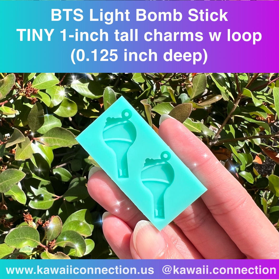1-inch Tall Charms of BTS K-pop Logo + Light Bomb Stick Silicone Mold for Resin Charms for Dangle Earrings & Zipper Pull