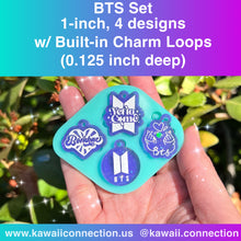 Load image into Gallery viewer, 1-inch Charms - 4 designs- w Loop (0.125 inch deep) 7-member K-Pop Set Silicone Mold for Resin Charm
