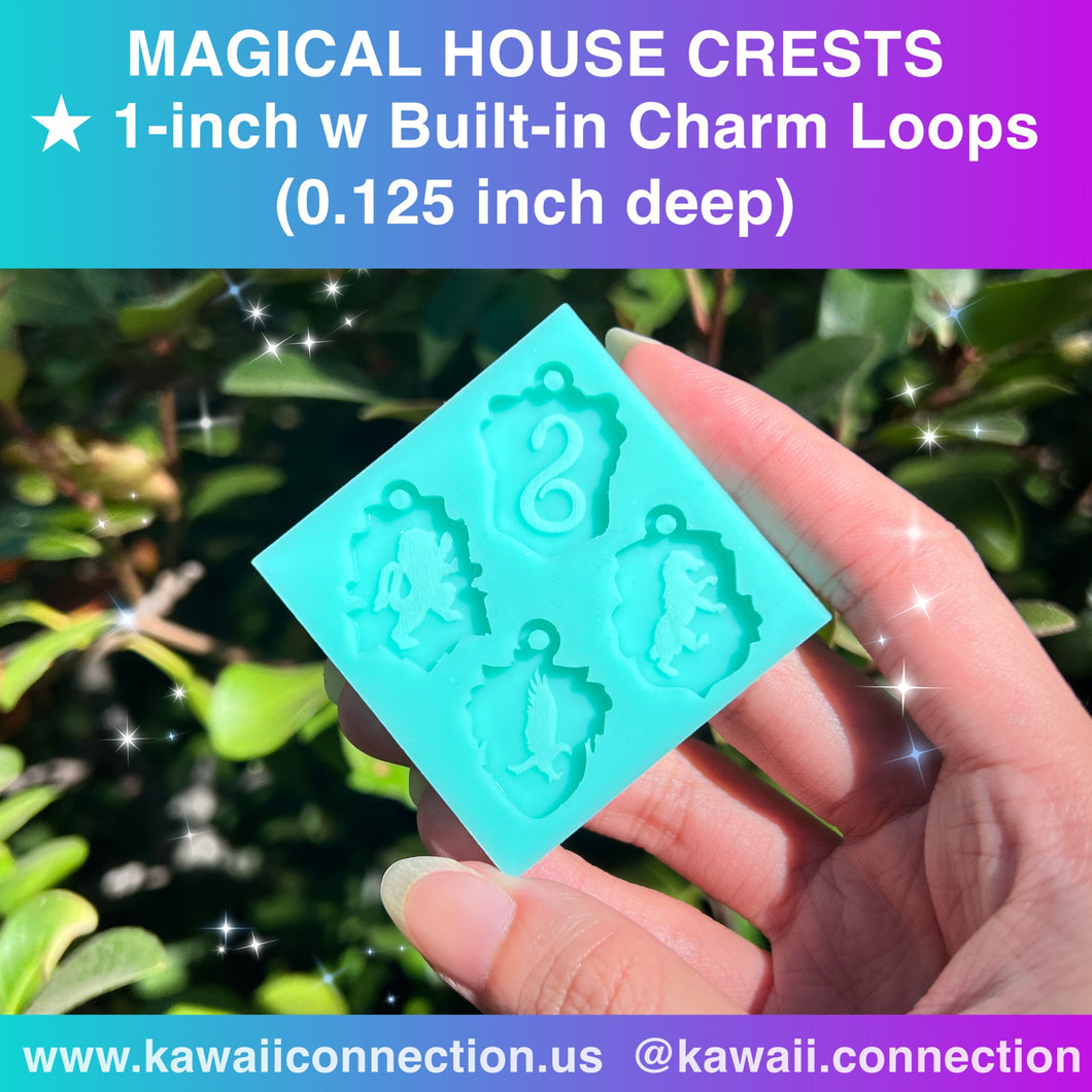 TINY 1-inch tall Magic House Crest Detailed Designs Silicone Mold Palette for Custom Resin Deco Shaker Charms Cabochons and Earrings