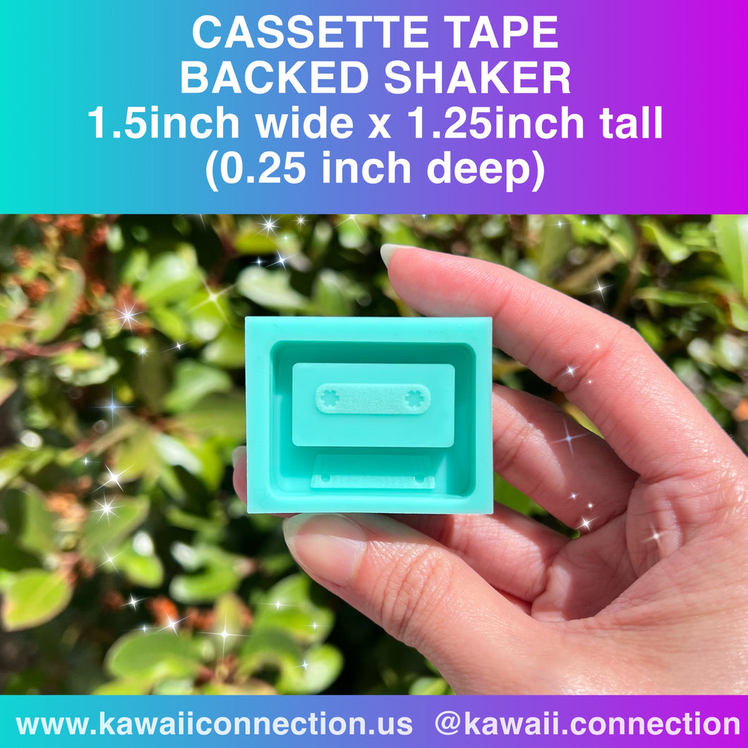 1.5 inch Cassette (0.25 inch cavity depth) Backed Shaker Silicone Mold for Resin Key and Bag Charms