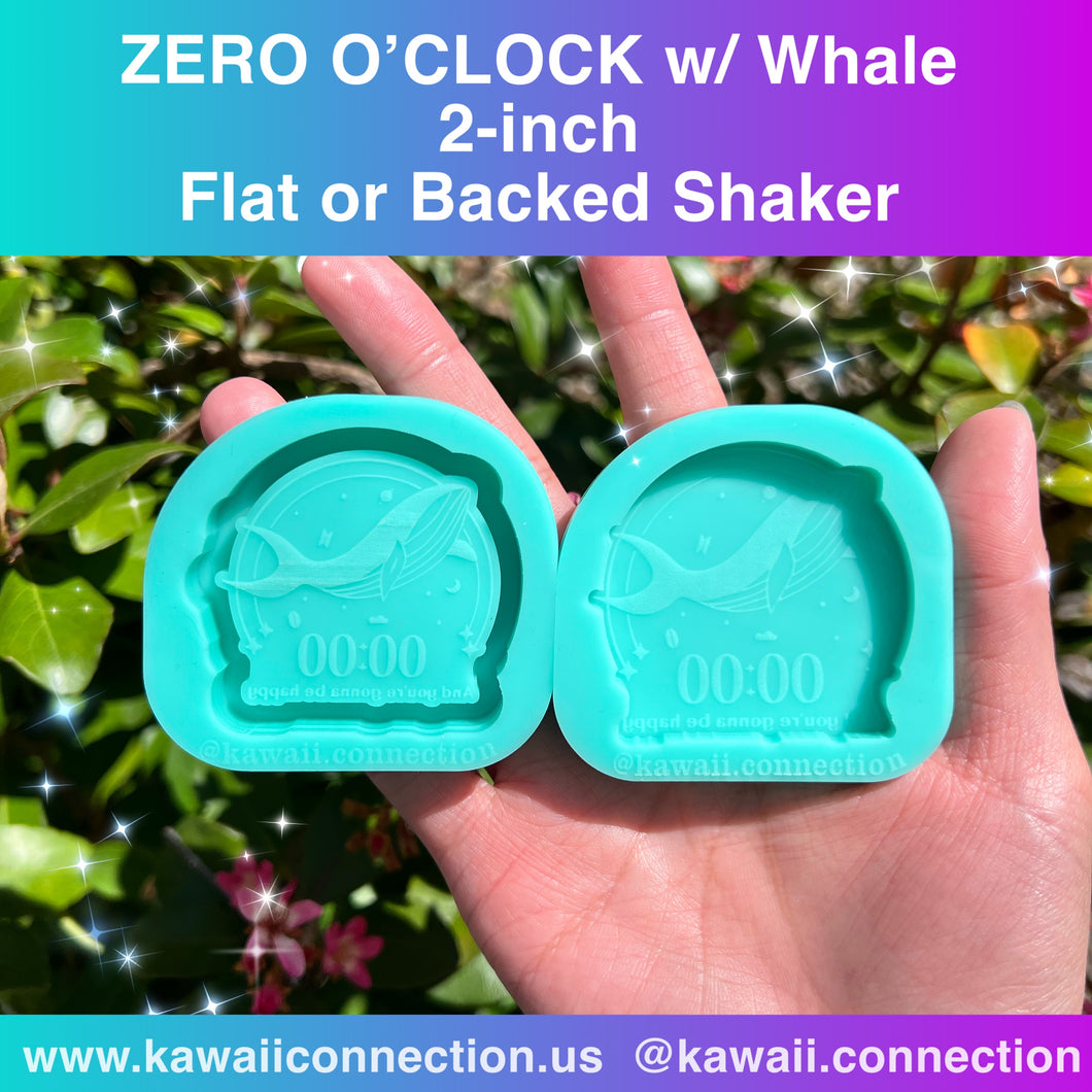 2-inch Zero o'clock w/ Whale Flat or Backed Shaker Charm Silicone Mold for Resin Charms DIY