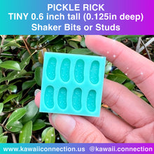 Load image into Gallery viewer, TINY 0.6 inch tall Pickle Rick Science Fiction Mad Scientist &amp; Nephew Earring Studs or Shaker Bits (0.125inch deep) Silicone Mold Palette for Custom Resin
