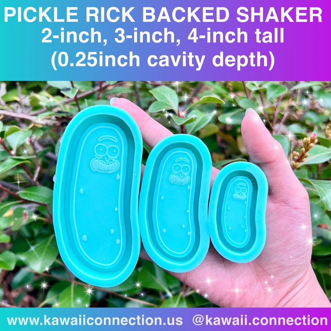 Pickle Backed Shaker 2, 3 or 4-inch tall (0.125 inch cavity depth) Mad Scientist Show Charm Silicone Mold for Resin Charms DIY