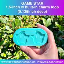 Load image into Gallery viewer, Game Star 1-inch or 1.5-inch tall (0.125 inch deep) w/Charm Holes Silicone Mold Palette for Resin Deco Bag Earrings Stitch Marker DIY
