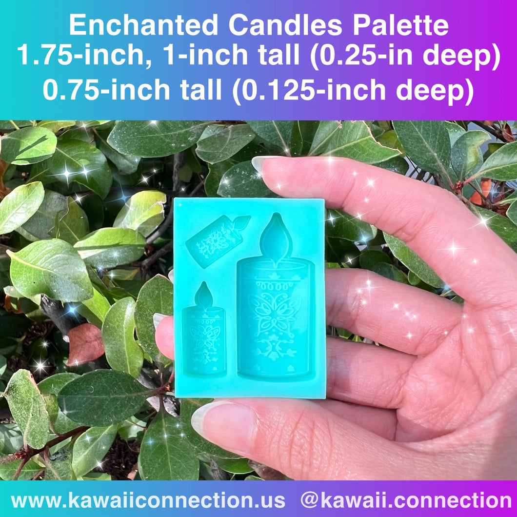 Enchanted Candle Mixed Sizes 1.75 inch, 1 inch (0.25 inch deep) and 0.75 inch tall (0.125 inch deep) + 0.75 inch Resin Silicone Mold Palette