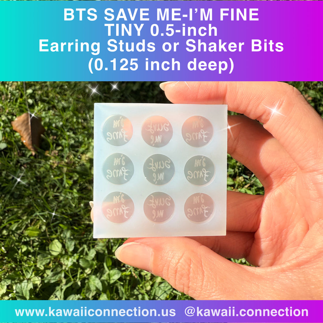 TINY 0.5 inch K-pop Iconic Save Me / I'm Fine (turn it upside down) Silicone Mold for Resin Charms for Stud Earrings Shaker Charm