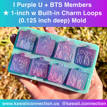 Load image into Gallery viewer, 1 inch  (0.125inch deep)  7-member K-Pop +Whale Silicone Mold Palette w Built-in Loop for Resin Charms Zipper Pull Stitch Markers DIY
