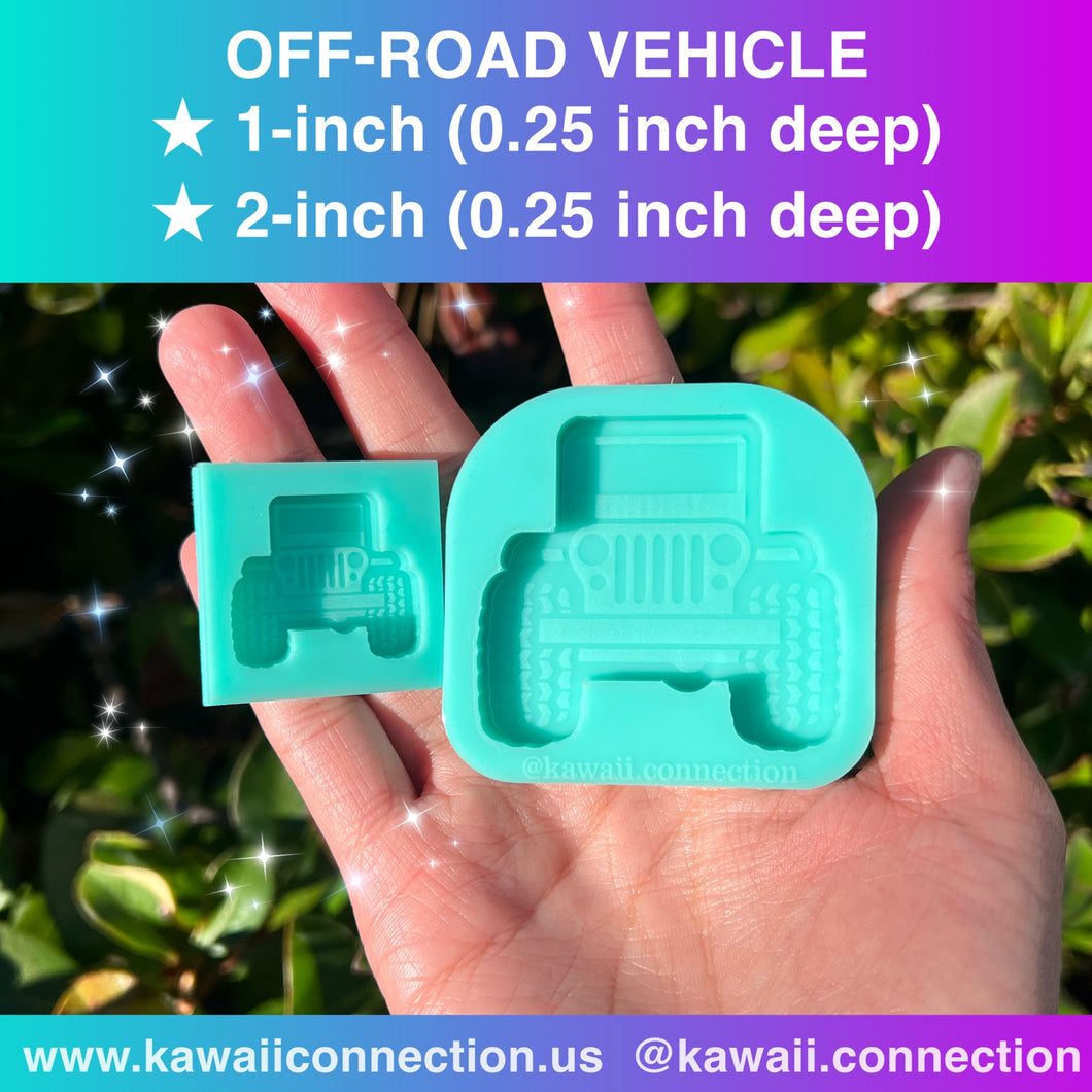 Off-Road Vehicle 1 inch or 2 inch wide (0.25 inch deep) Silicone Mold for Resi Charms Stitch Markers Needle Minder Zip Pull Phone Grip