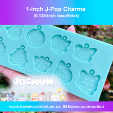 Load image into Gallery viewer, J-Pop 1-inch Charms w/ Built-in Loop (0.125 inch deep) Silicone Mold for Resin Deco Kindle Zipper Bag Tumbler Charms DIY
