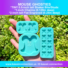 Load image into Gallery viewer, Halloween Haunted Mouse Ghostie Ghost (multiple size options) Silicone Mold for Resin Pendants Keychain Shaker Charm Phone Grip
