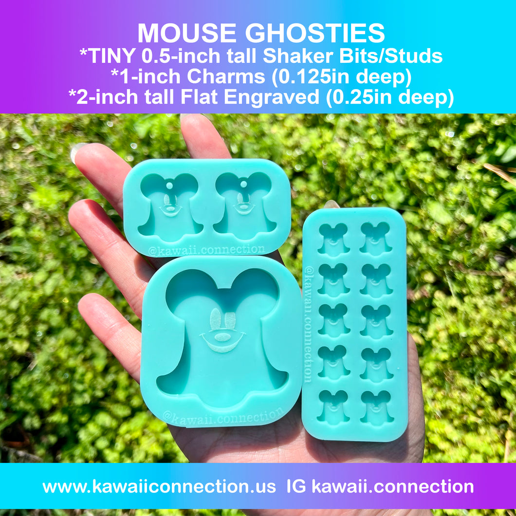 Halloween Haunted Mouse Ghostie Ghost (multiple size options) Silicone Mold for Resin Pendants Keychain Shaker Charm Phone Grip