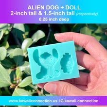 Load image into Gallery viewer, 2 inch tall Mischievous Alien Dog and 1.5 inch tall Scrumps (0.25 inch deep) Silicone Mold for Custom Resin Bag and Key Charms (Copy)
